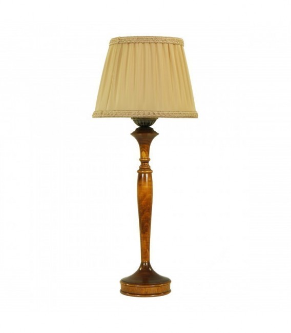 Настольная лампа ретро на высокой деревянной ножке с тканевым абажуром под старину светильник НеоРетро НБ05.КНСПК22