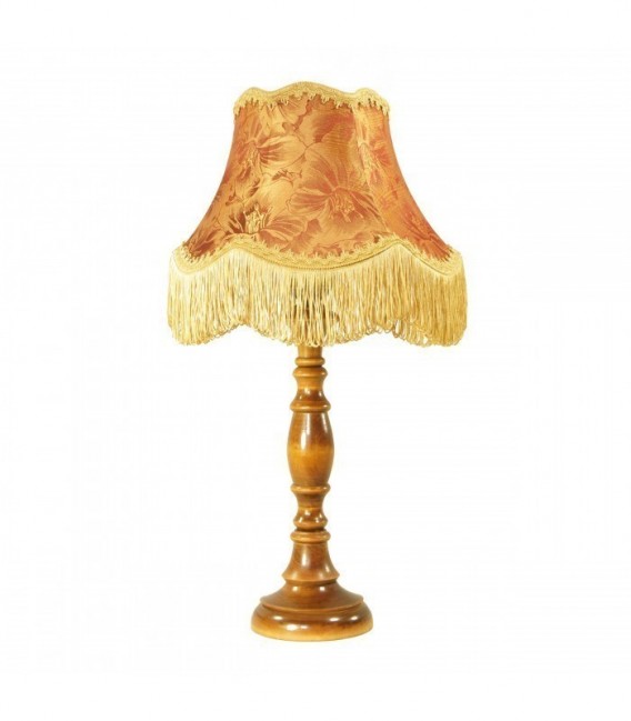 Настольная лампа с высокой деревянной ножкой и абажуром из ткани в стиле ретро классика светильник НеоРетро НБ06.КЛ2+