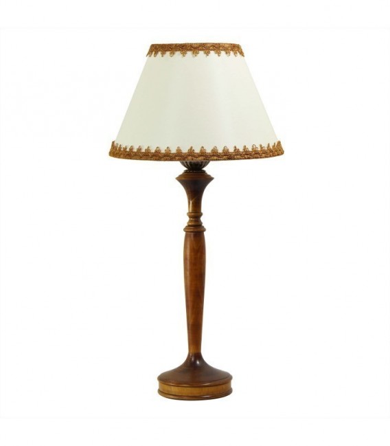 Настольная лампа с деревянной ножкой и абажуром Neoretro НБ05.КН26 ретро светильник